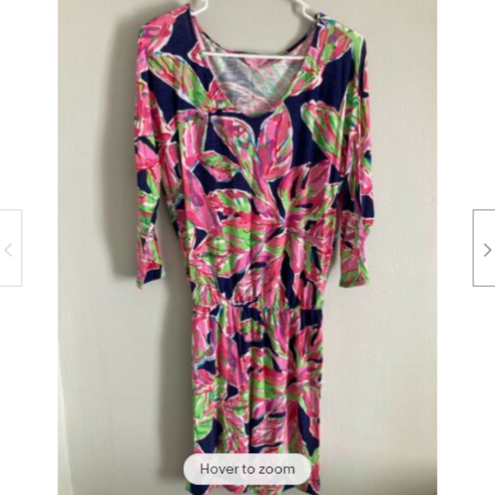 Lilly Pulitzer Dress Size Extra Small XS Women's In the Vias Blouson V-Neck Pink